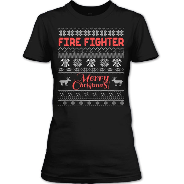Fire Fighter Merry Christmas T Shirt, Coolest Firefighter T Shirt