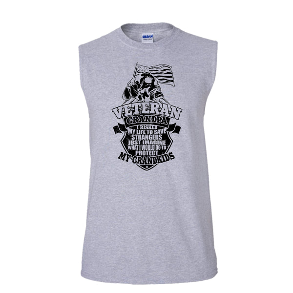 Veteran Grandpa T Shirt, To Protect My Grandkids Tank Top (Men's Cotton Sleeveless)