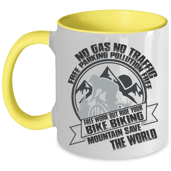 Biking Mountain Save The World Coffee Mug, Ride Your Bike Accent Mug