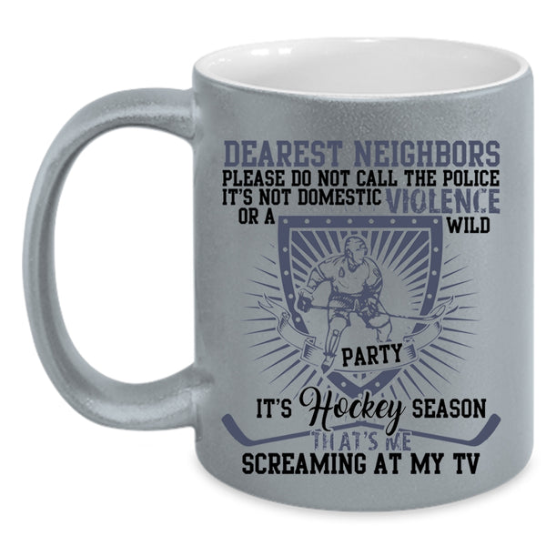 That's Me Screaming At My TV Coffee Mug, It's Hockey Season Accent Mug