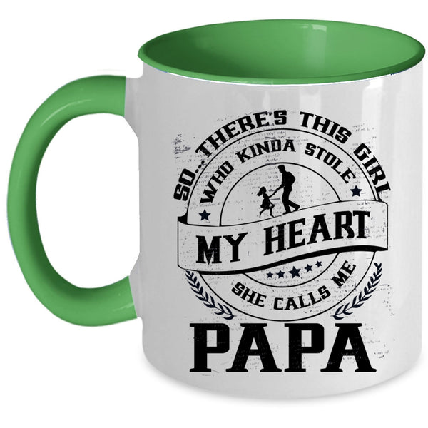 She Calls Me Papa Coffee Mug, This Girl Kinda Stole My Heart Accent Mug