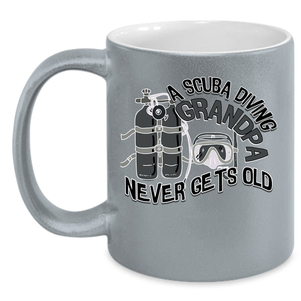 Cool Grandpa Coffee Mug, A Scuba Diving Grandpa Never Gets Old Accent Mug