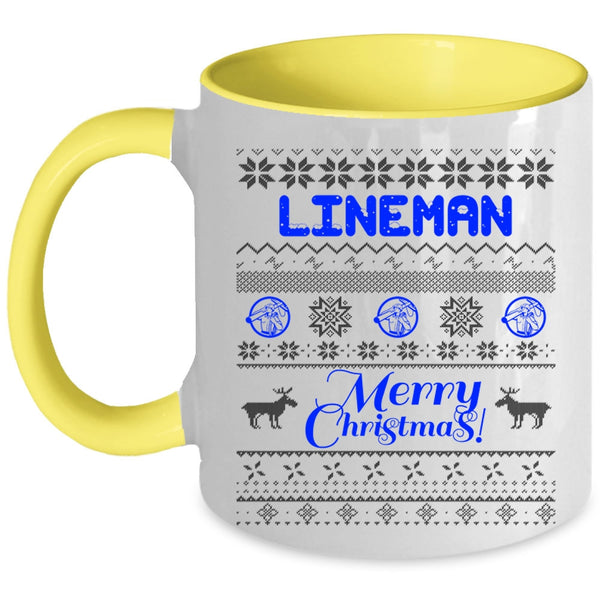 Merry Christmas Gift For Lineman Coffee Mug, Lineman Accent Mug