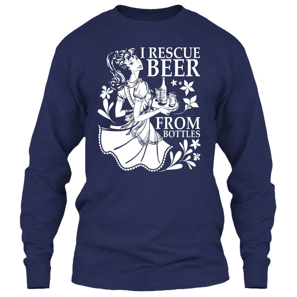 I Rescue Beer From Bottles T Shirt, Coolest Beer Drinker T Shirt