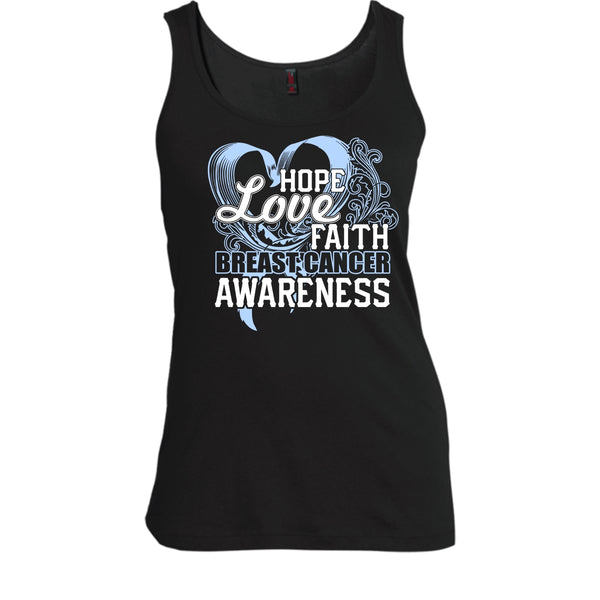 Hope Love Faith T Shirt, Breast Cancer Awareness Tank Top