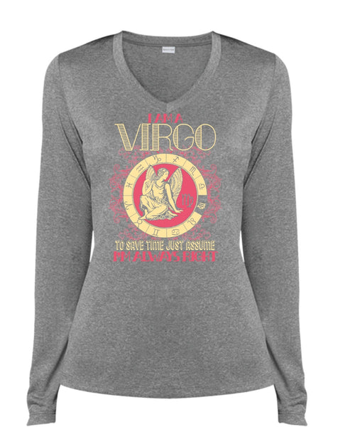 I Am A Virgo T Shirt, I'm Always Right T Shirt, Cool Shirt (Ladies LS Heather V-Neck)