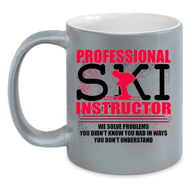 Cute Ski Instructor Coffee Mug, Professional Ski Instructor Accent Mug