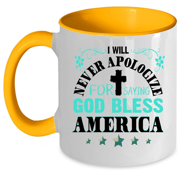 Cool Gift For American Coffee Mug, God Bless America Accent Mug