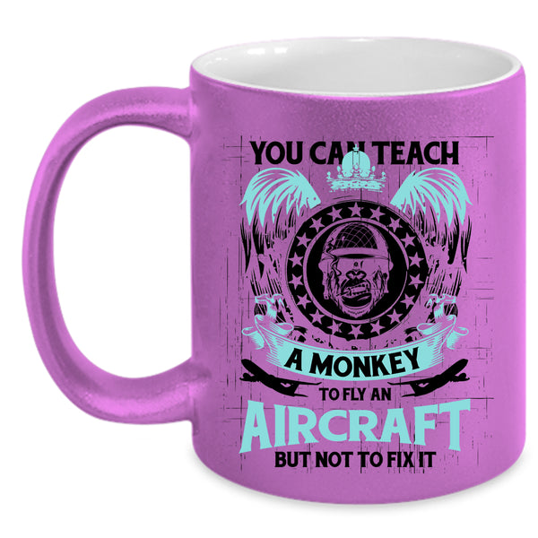 Cool Coffee Mug, You Can Teach A Monkey To Fly An Aircraft Accent Mug