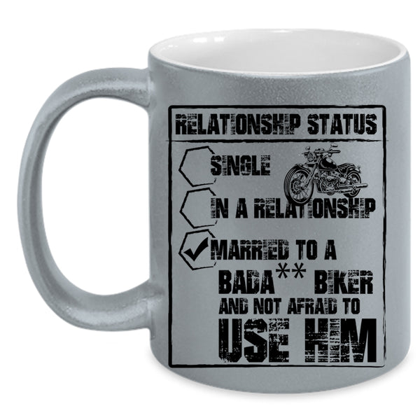 Married To A Biker Coffee Mug, Relationship Status Accent Mug