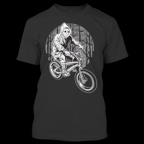 A black t-shirt with the shopify logo