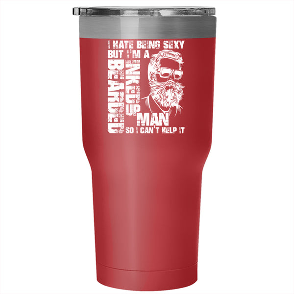 I'm A Bearded Inked Up Man Tumbler 30 oz Stainless Steel, Cool Gift For My Husband Travel Mug