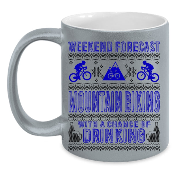 Outdoor Coffee Mug, Weekend Forecast Mountain Biking Accent Mug