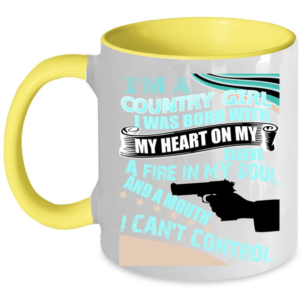 I Was Born With My Heart Coffee Mug, I'm A Country Girl Accent Mug