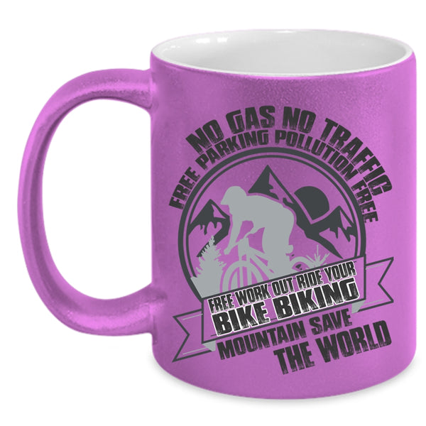 Biking Mountain Save The World Coffee Mug, Ride Your Bike Accent Mug