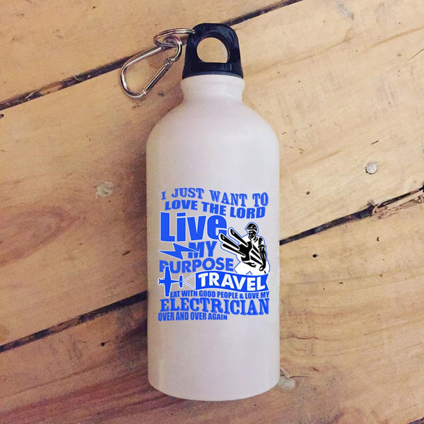 I Love My Electrician Over And Over Again 20 oz Stainless Steel Bottle,Funny Electricians Outdoor Sports Water Bottle