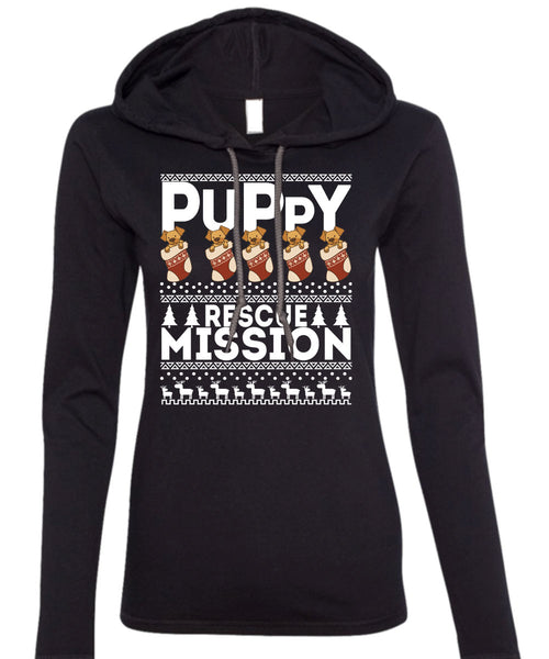 Puppy Rescue Mission T Shirt, This Girl Loves Christmas T Shirt (Anvil Ladies Ringspun Hooded)