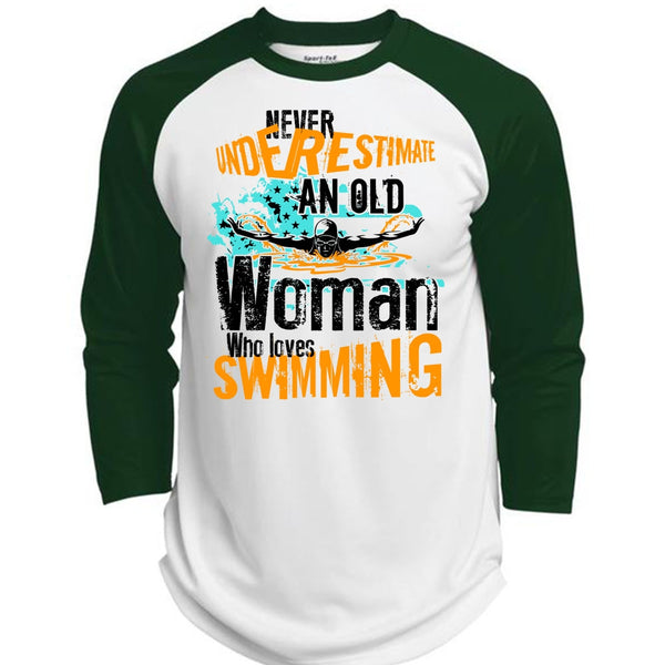 Old Woman Who Loves Swimming T Shirt, I Love Swimming T Shirt, Awesome T-Shirts  (Polyester Game Baseball Jersey)