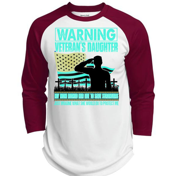 Warning Veteran's Daughter T Shirt, I Love Veteran T Shirt, Awesome T-Shirts  (Polyester Game Baseball Jersey)