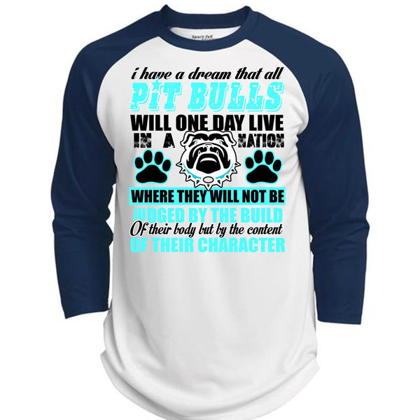 I Have A Dream That All Pit Bulls T Shirt, I Love Pit Bull T Shirt, Awesome T-Shirts  (Polyester Game Baseball Jersey)