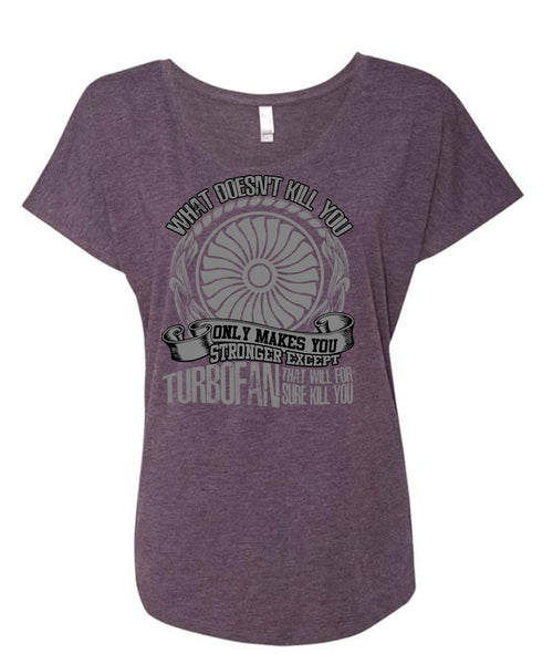 Strong Except Turbofan T Shirt, Being A Mechanic T Shirt, Cool Shirt (Ladies' Triblend Dolman Sleeve)