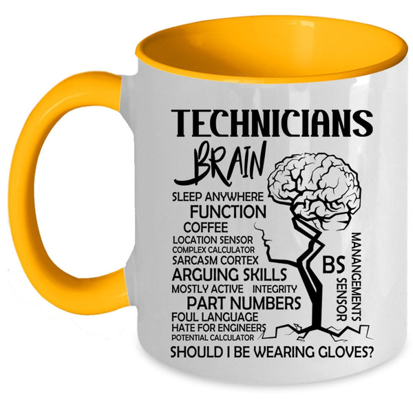Cool Job Title Coffee Mug, Technicians Brain Accent Mug
