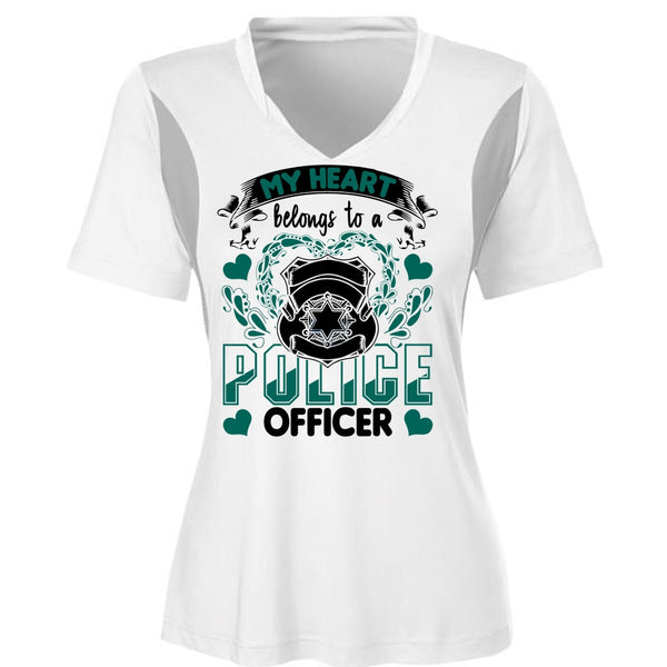 My Heart Belongs To A Police Officer T Shirt, I Love Police T Shirt, Awesome T-Shirts