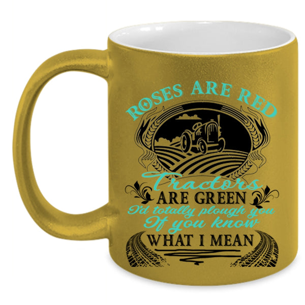 Tractors Are Green Coffee Mug, Roses Are Red Accent Mug
