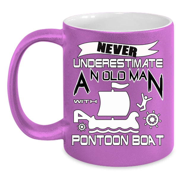 An Old Man With Pontoon Boat Coffee Mug, Funny Pontoon Coffee Cup