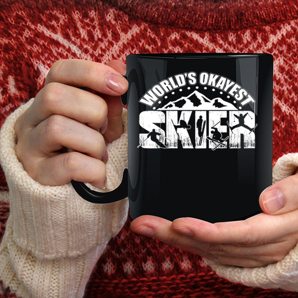 World's Okayest Skier Coffee Mug, Cool Gift For Skier Coffee Cup