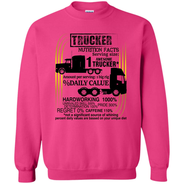 Coolest Trucker T Shirt, Trucker Nutrition Facts Sweatshirt
