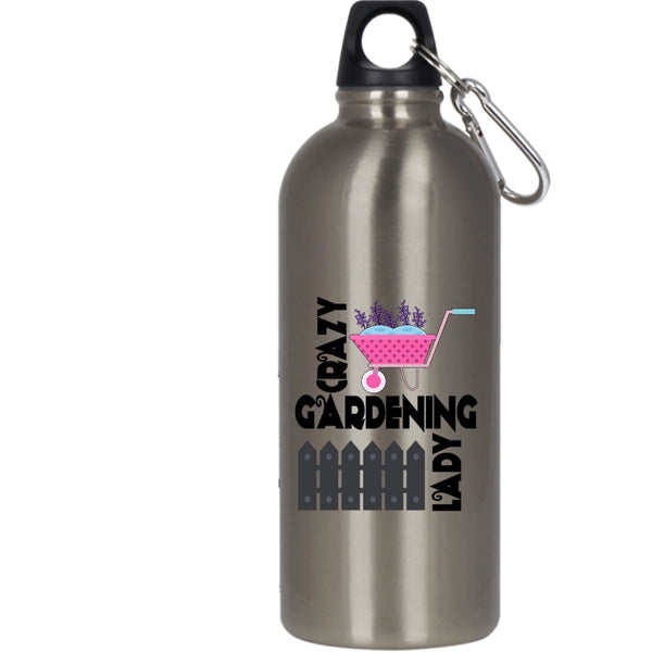 Crazy Gardening Lady 20 oz Stainless Steel Bottle,Funny Gift For My Wife Outdoor Sports Water Bottle