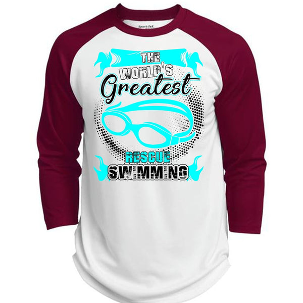 The World's Greatest Rescue Swimming T Shirt, I Love Swimming T Shirt, Awesome T-Shirts  (Polyester Game Baseball Jersey)