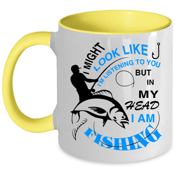 Love Fishing Coffee Mug, In My Head I Am Fishing Accent Mug