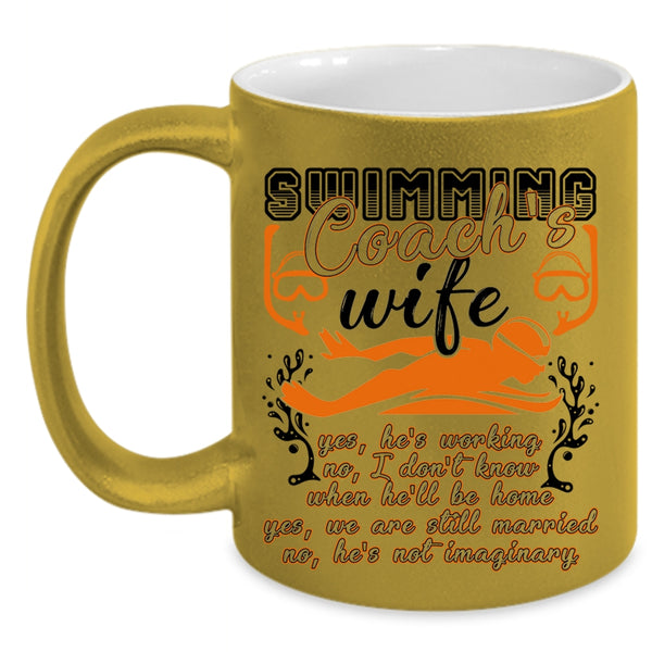 Cool Just Married Coffee Mug, Swimming Coach's Wife Accent Mug