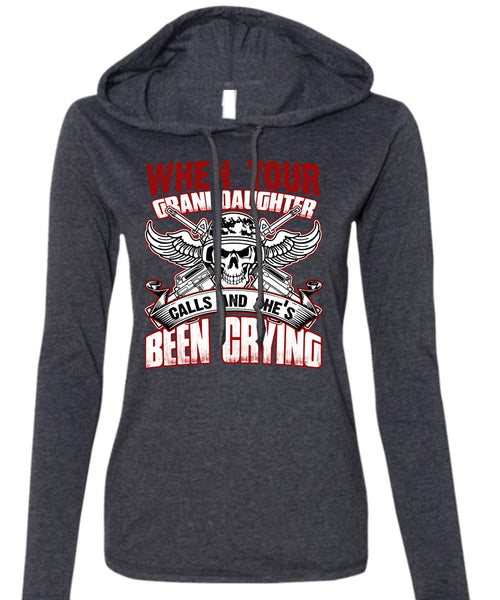When Your Granddaughter Calls T Shirt, Being A Grandkid T Shirt (Anvil Ladies Ringspun Hooded)