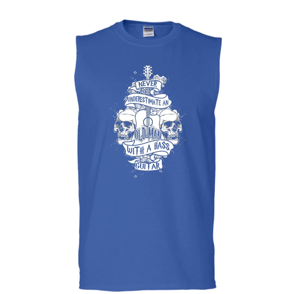 Never Underestimate T Shirt, An Old Man With A Bass Guitar Tank Top (Men's Cotton Sleeveless)