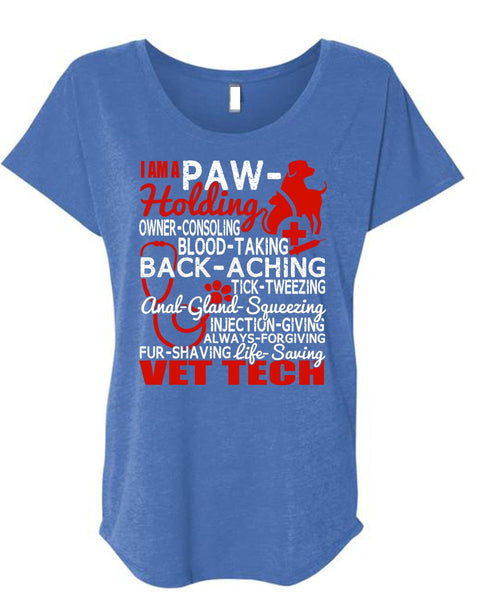 Saving Vet Tech T Shirt, I Am A Paw-Holding T Shirt, Cool Shirt (Ladies' Triblend Dolman Sleeve)