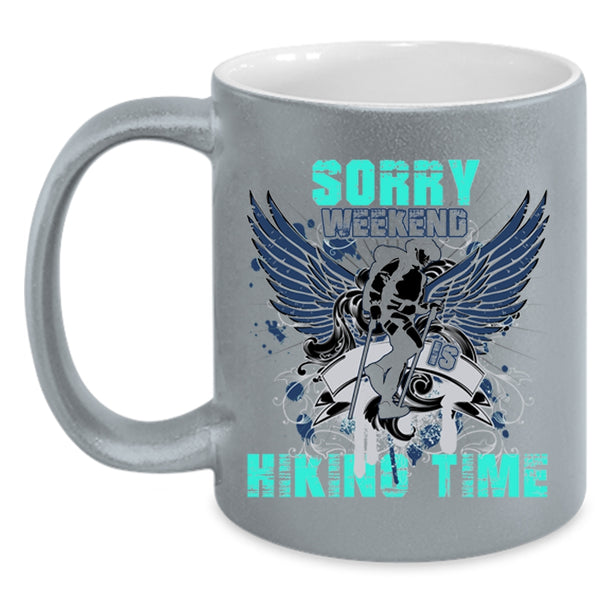 Cool Gift For Hikers Coffee Mug, Weekend Is Hiking Time Accent Mug