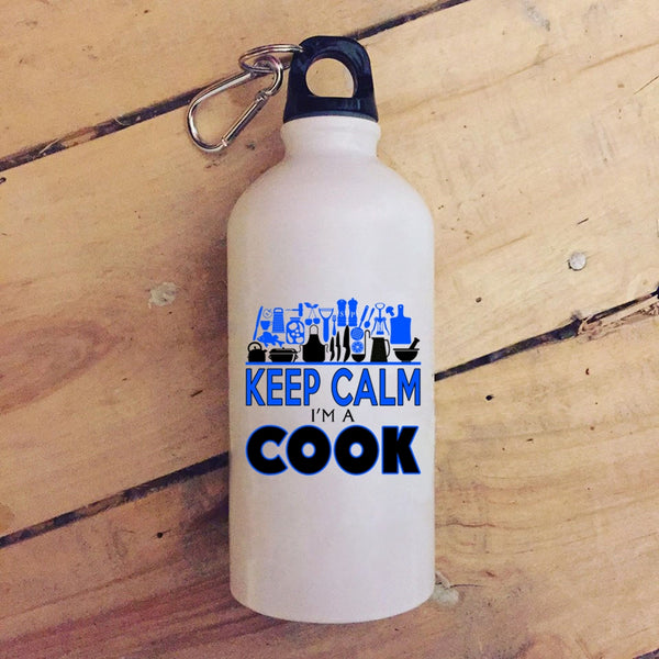 Keep Calm I'm A Cook 20 oz Stainless Steel Bottle,Perfect Gift For Chef Outdoor Sports Water Bottle