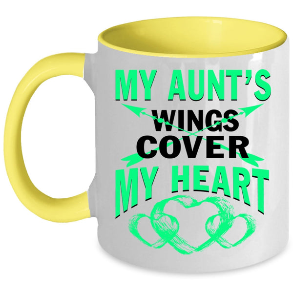 Cute Aunt Coffee Mug, My Aunt's Wings Cover My Heart Accent Mug