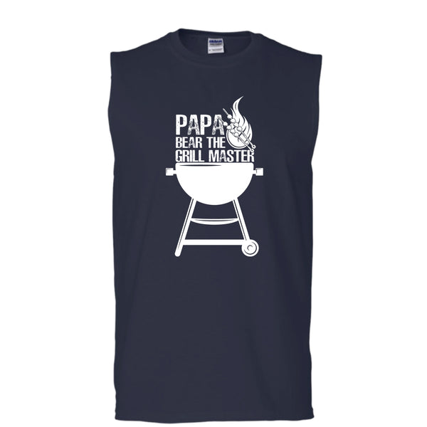 Papa Bear The Grill Master T Shirt, Cooking Papa Tank Top (Men's Cotton Sleeveless)