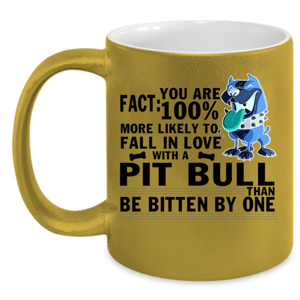 Cute Pitbull Lover Coffee Mug, Fall In Love With A Pit Bull Accent Mug