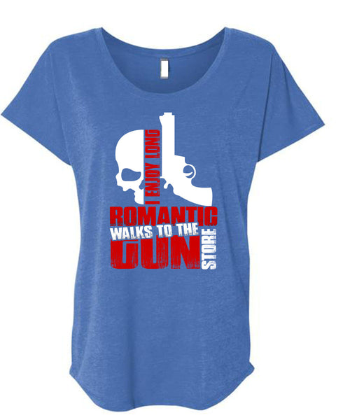 Walks To The Gun Store T Shirt, I Love Gun T Shirt, Cool Shirt (Ladies' Triblend Dolman Sleeve)