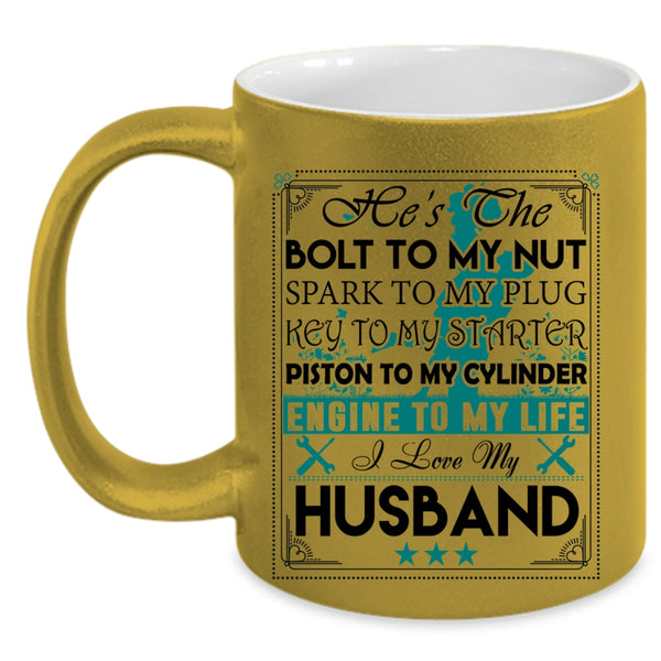 Cute Gift For My Wife Coffee Mug, I Love My Husband Accent Mug