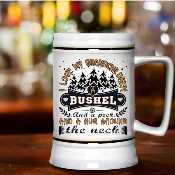 Christmas Gift For Dad Beer Stein 22oz, I Love My Grandchildren Beer Mug