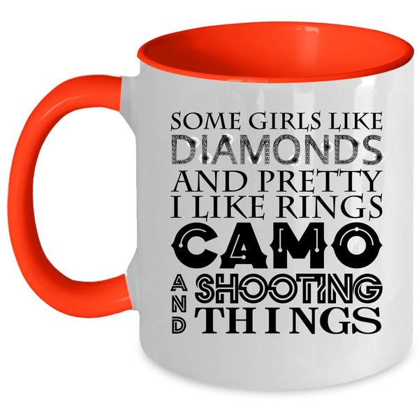 I Like Rings Camo And Shooting Coffee Mug, Pretty Girls Accent Mug