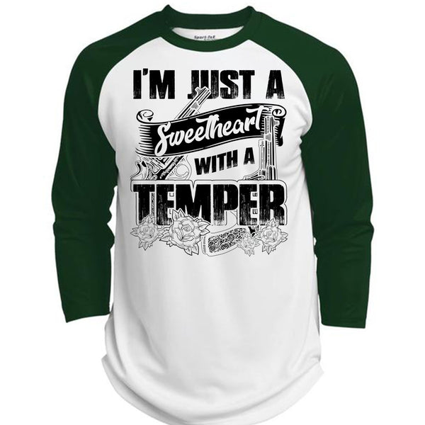Sweetheart With A Temper T Shirt, I Love Hunting T Shirt, Awesome T-Shirts  (Polyester Game Baseball Jersey)