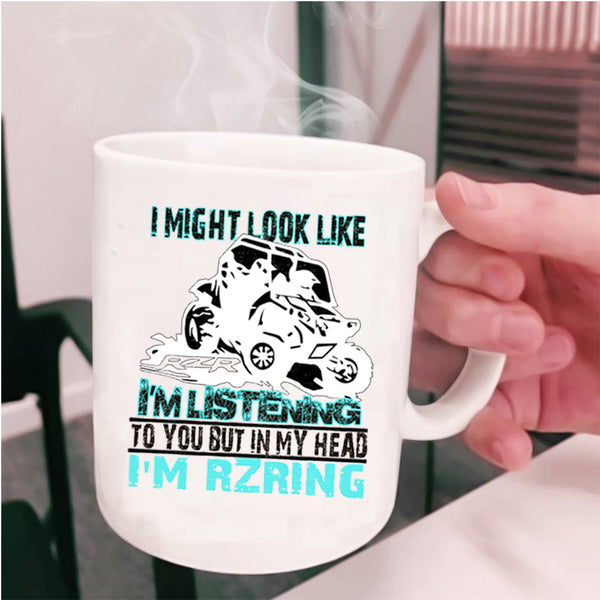 Cool Dirty Track Racing Coffee Mug, In My Head I'm Rzring Cup