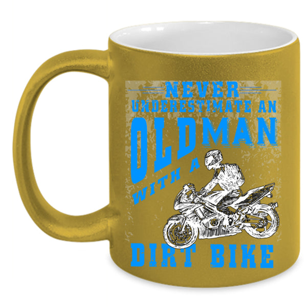 Awesome Grandpas Coffee Mug, Old Man With A Dirt Bike Accent Mug